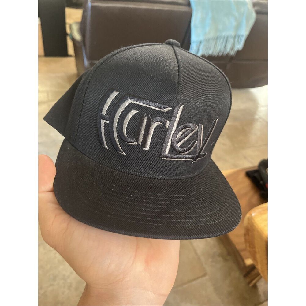 HURLEY Script HAT California Surf Surfing Classics‎ Snapback Cap Black Y2K Skate